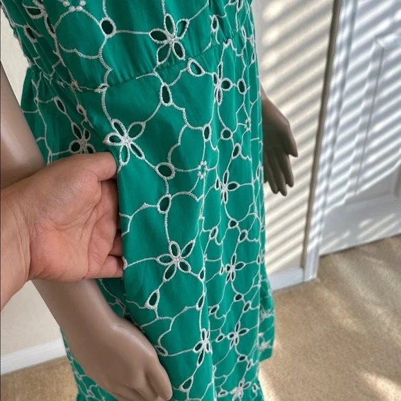 NWT Draper James Green Sundress with White Link-embroidery Size Medium - Picture 6 of 15
